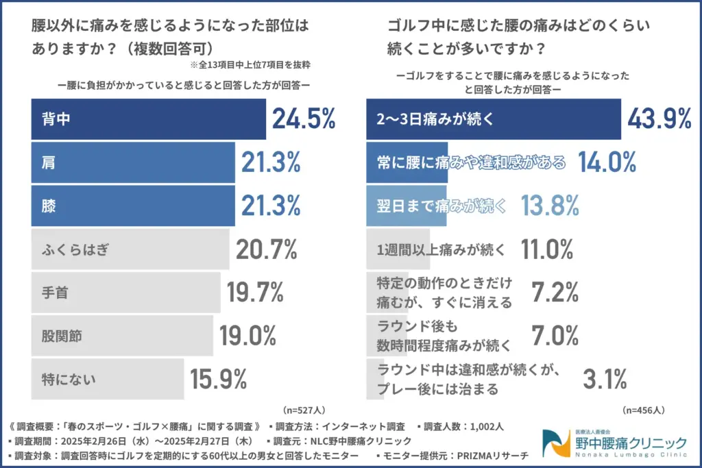 腰以外に痛みを感じるようになった部位はありますか?(複数回答可)