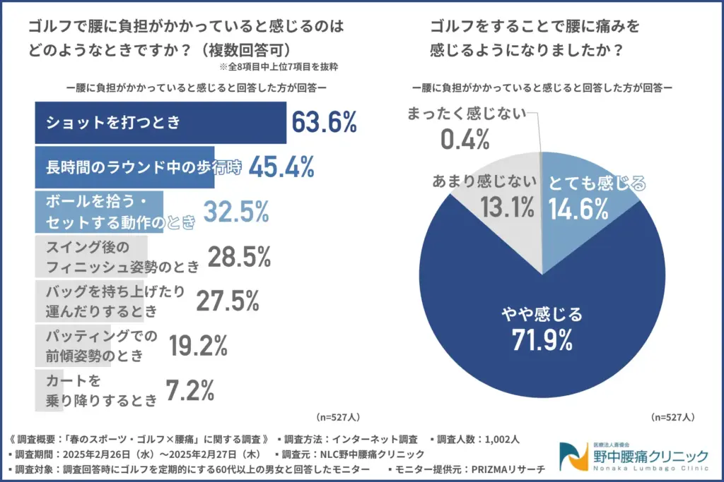 ゴルフで腰に負担がかかっていると感じるのはどのようなときですか?(複数回答可)
