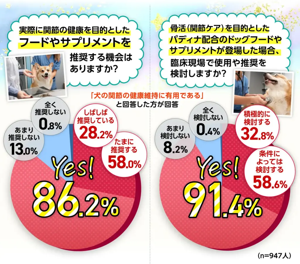 実際に関節の健康を目的としたフードやサプリメントを推奨する機会はありますか？