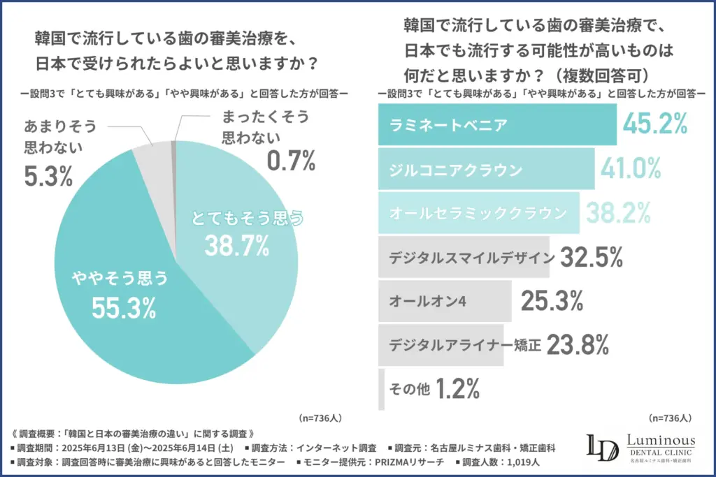 韓国で流行している歯の審美治療を、日本で受けられたらよいと思うか