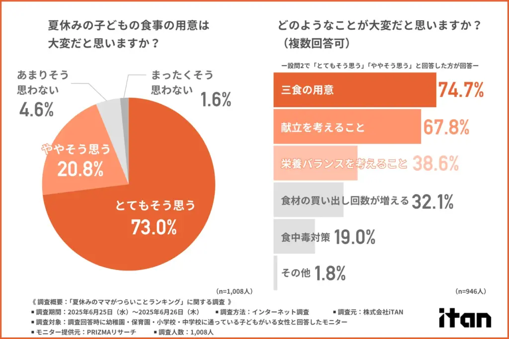 「夏休みの子どもの食事の用意は大変だと思うか」