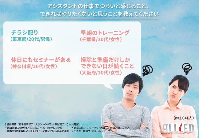 アシスタントの仕事でつらいと感じること、できればやりたくないと思うことを教えてください