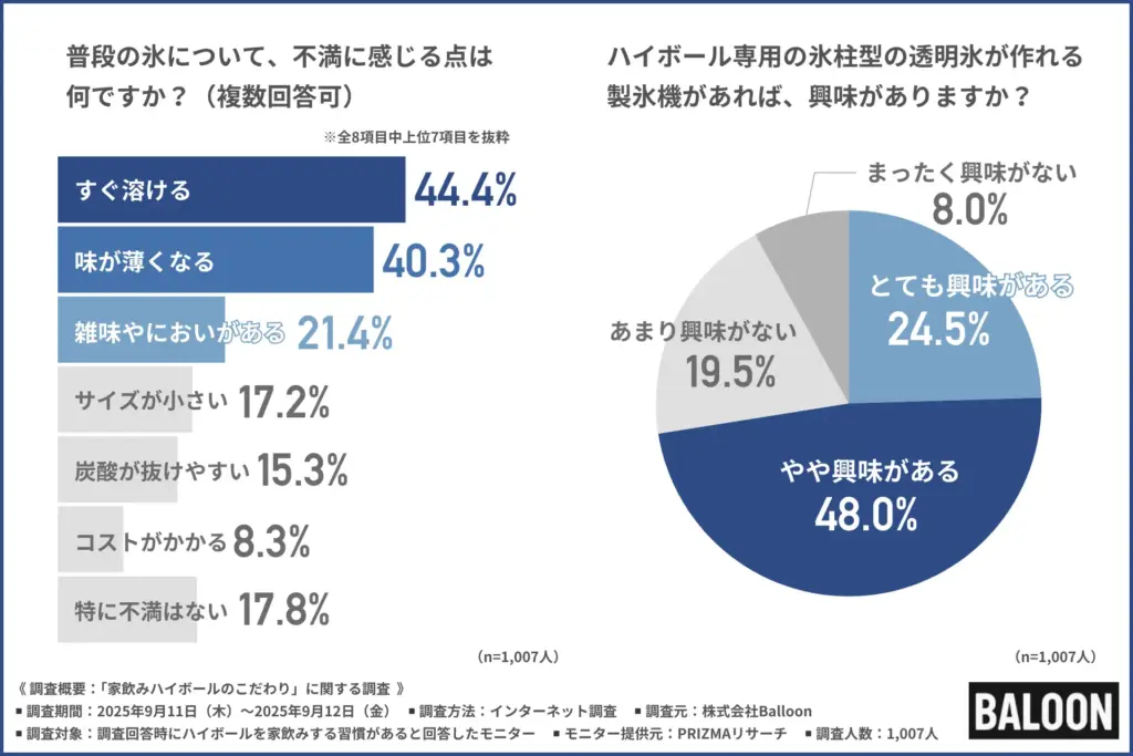 普段使用している氷の不満点